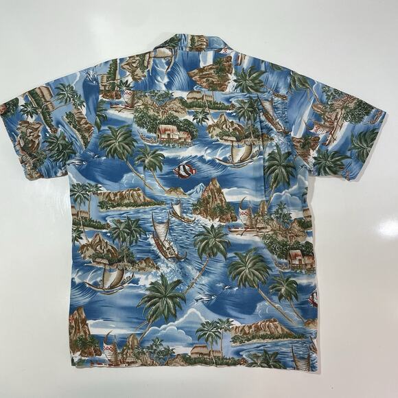 VTG Kalaheo RJC Men’s Hawaiian Button Vacation Shirt Island Wa'a Kaulua Boat M - Picture 7 of 7